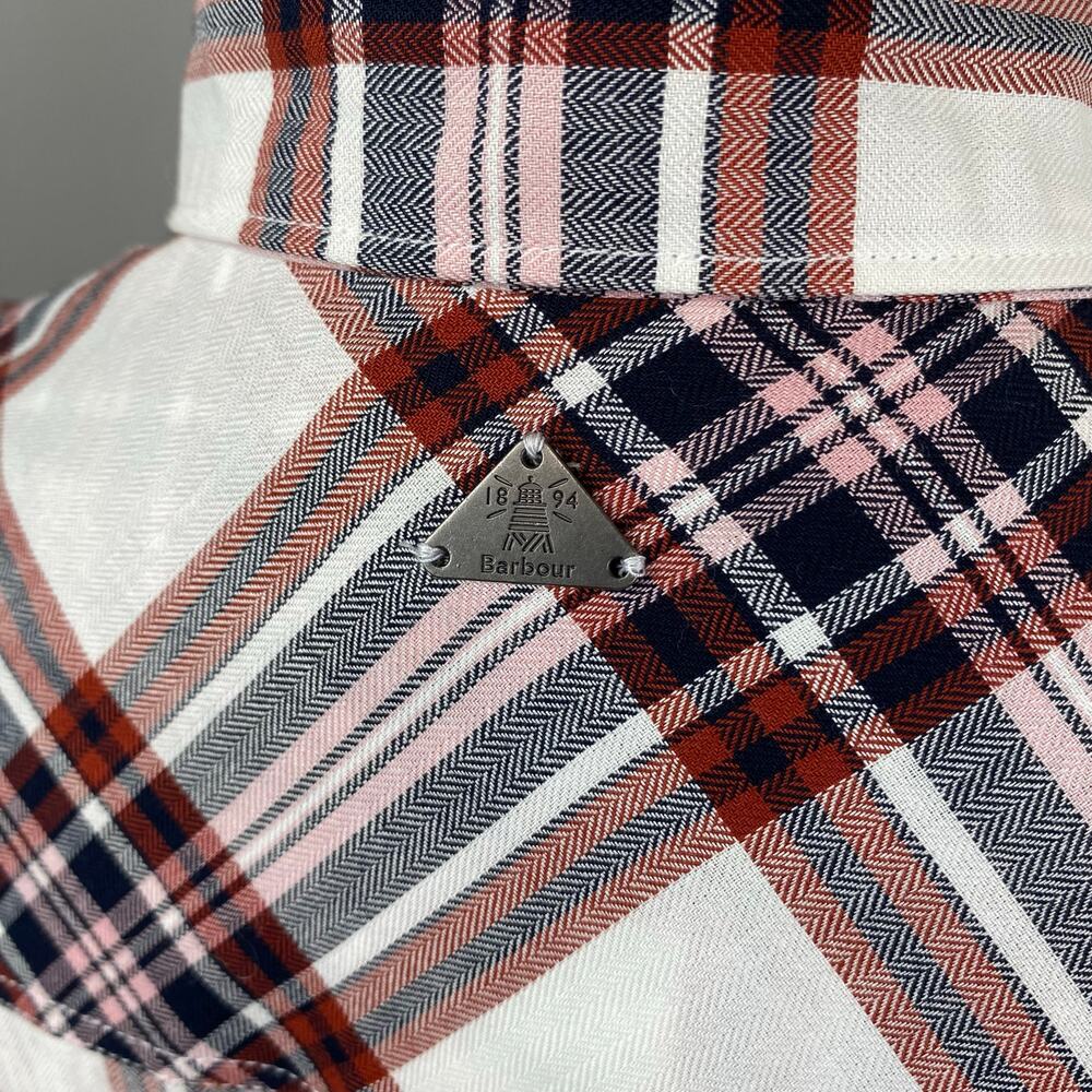 Barbour Plaid Bethwin Button Down Shirt in Cloud Check Size 4 - Picture 5 of 9